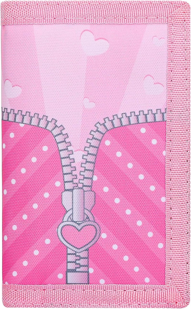 Jonyee Kids Wallets for Boys and Girls Ages 4-18 Trifold, Toddler/Youth Wallet for Boys Age 5-7 with Zippered Coin Pocket and Card Holders, Novelty Wallet for Childrens Birthday Gifts - Pink Zipper - Image 1